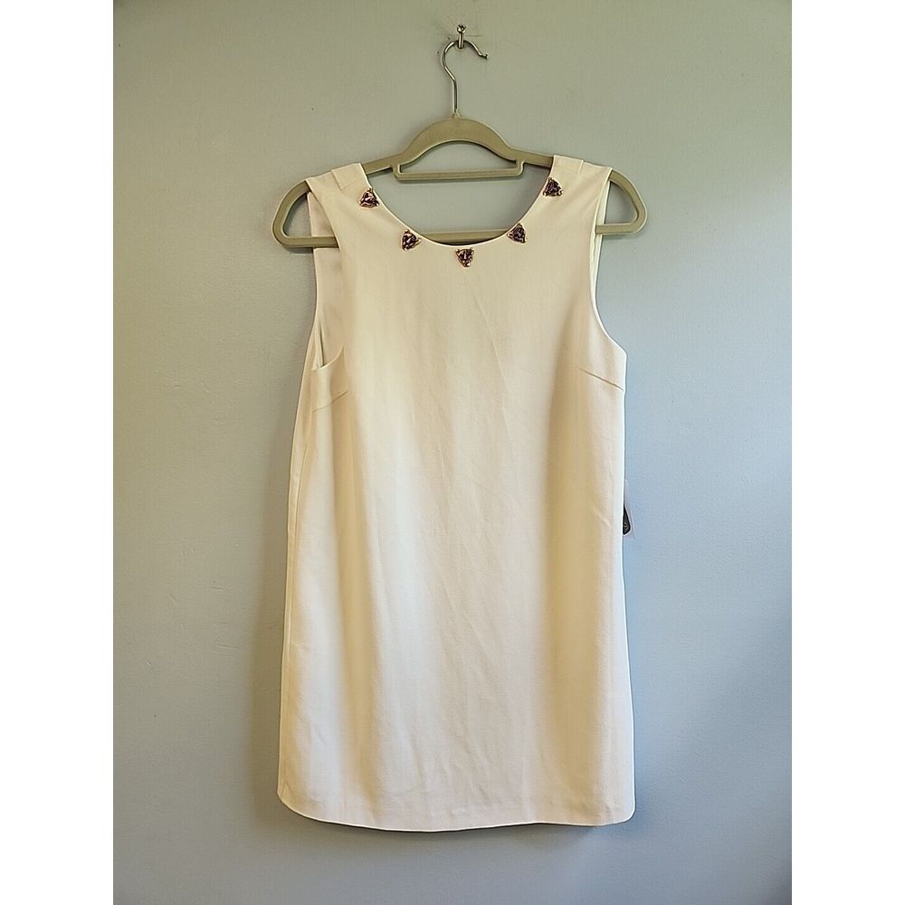 Forever Love 21 Womens S Sleeveless Boat Neck Ivory Studded Leopard Tank Dress